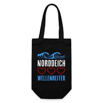 Nordsee Urlaub NORDDEICH WELLENREITER Lustiges - Geschenkbeutel für Flaschen - Schwarz - Vorne