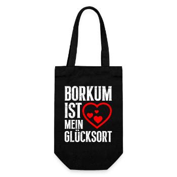 BORKUM IST MEIN GLÜCKSORT Lustiges - Geschenkbeutel für Flaschen - Schwarz - Vorne