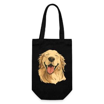 Lächelnder Golden Retriever - Geschenkbeutel für Flaschen - Schwarz - Vorne