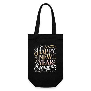 Frohes neues Jahr, alle Glitzern - Geschenkbeutel für Flaschen - Schwarz - Vorne