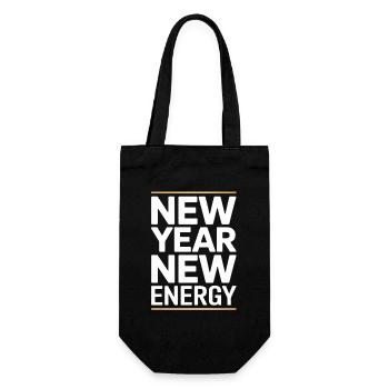 New Year New Energy Typography - Gift Bag for Bottles - black - Front