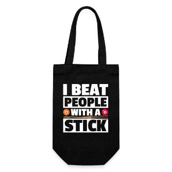 I beat people lustiges Billard Billardspieler - Geschenkbeutel für Flaschen - Schwarz - Vorne