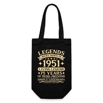 Vintage 1951 Jahrgang geboren 75. Geburtstag - Geschenkbeutel für Flaschen - Schwarz - Vorne