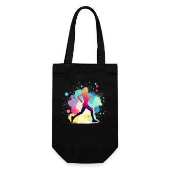 Läuferin, Laufen, Marathon, Joggen, Joggerin - Geschenkbeutel für Flaschen - Schwarz - Vorne