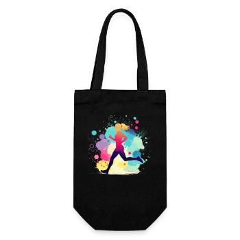 Läuferin, Laufen, Marathon, Joggen, Joggerin - Geschenkbeutel für Flaschen - Schwarz - Vorne