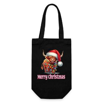 Bétail des Highlands avec un chapeau de Noël Joyeux Noël - Sac à bouteille - noir - Devant
