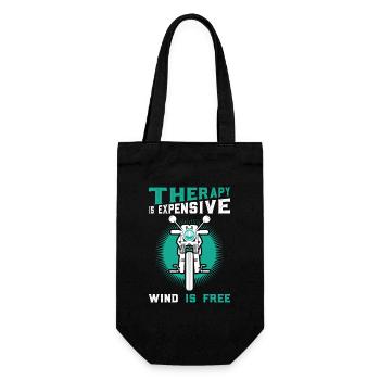 Therapy expensive, wind free – motorcycle motif - Gift Bag for Bottles - black - Front
