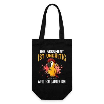 Papagei Spruch: Ungültiges Argument - Geschenkbeutel für Flaschen - Schwarz - Vorne