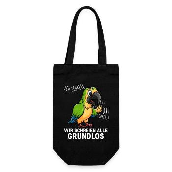 Bunter Papagei Spruchshirt - Geschenkbeutel für Flaschen - Schwarz - Vorne