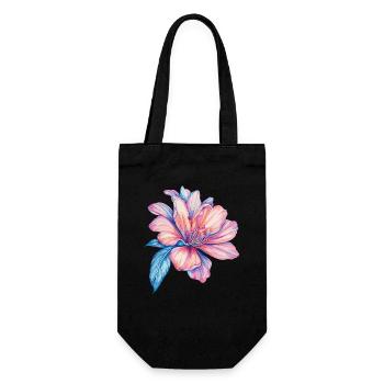 Hibiskus Farbexplosion Wasserfarben - Geschenkbeutel für Flaschen - Schwarz - Vorne