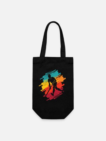 Joueur de hockey sur gazon Hockey Garçon de hockey masculin rétro - Sac à bouteille - noir