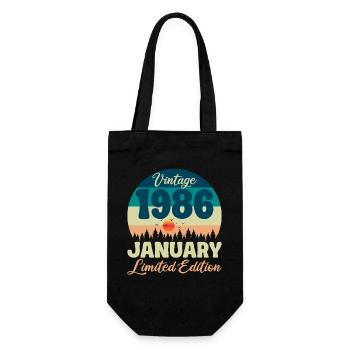 40. Geburtstag 40 Jahre Januar 1986 Geschenkidee - Geschenkbeutel für Flaschen - Schwarz - Vorne
