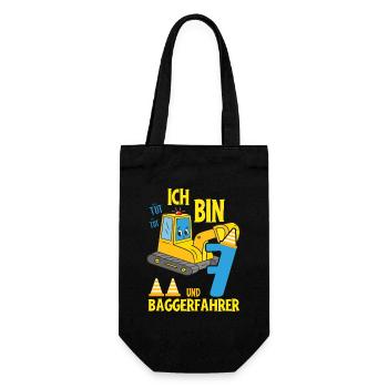 Geburtstag Bagger 7 Jahre Bagger Party Geschenk - Geschenkbeutel für Flaschen - Schwarz - Vorne