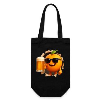 Orange Bier - Geschenkbeutel für Flaschen - Schwarz - Vorne