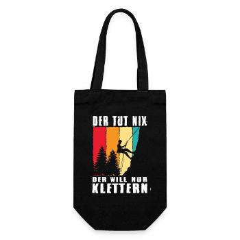 Bouldern Geschenke Klettern Kletterer Boulderer - Geschenkbeutel für Flaschen - Schwarz - Vorne