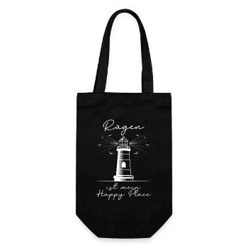 Insel RÜGEN IST MEIN HAPPY PLACE Lustiges - Geschenkbeutel für Flaschen - Schwarz - Vorne