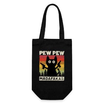 Pew Pew Katze - Geschenkbeutel für Flaschen - Schwarz - Vorne
