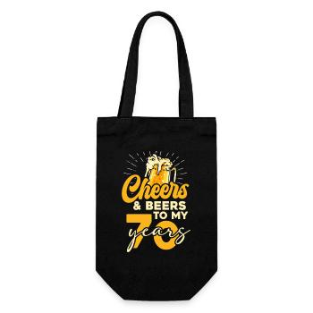 70 Jahre Cheers & Beers - Geschenkbeutel für Flaschen - Schwarz - Vorne