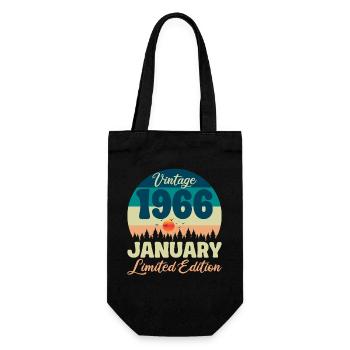 60. Geburtstag 60 Jahre Januar 1966 Geschenkidee - Geschenkbeutel für Flaschen - Schwarz - Vorne