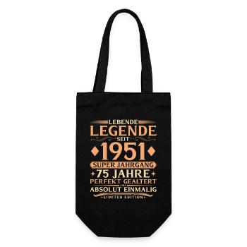 Baujahr 1951 Super Jahrgang 75. Geburtstag - Geschenkbeutel für Flaschen - Schwarz - Vorne