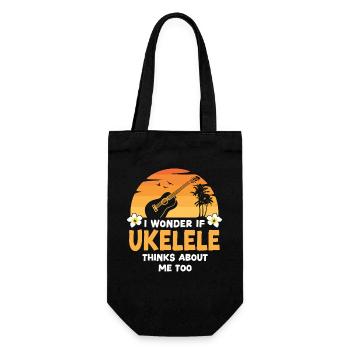 Hawaiian Ukulele Uke I Wonder If - Geschenkbeutel für Flaschen - Schwarz - Vorne