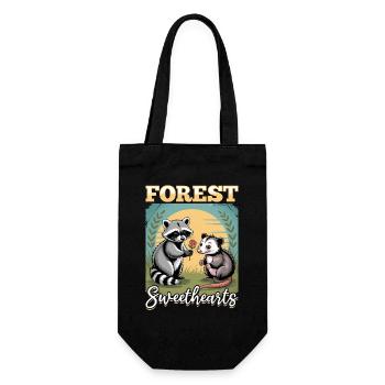 Funny Opossum and Raccoon - Geschenkbeutel für Flaschen - Schwarz - Vorne