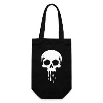Totenkopf Halloween Grusel Melting Skull - Geschenkbeutel für Flaschen - Schwarz - Vorne