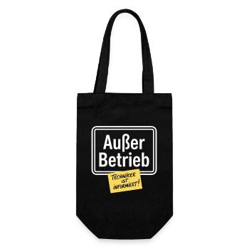 Außer Betrieb Techniker Informiert Faultier Büro - Geschenkbeutel für Flaschen - Schwarz - Vorne