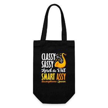 Elegant Sassy Saxophon Saxophonist Queen Frauen - Geschenkbeutel für Flaschen - Schwarz - Vorne