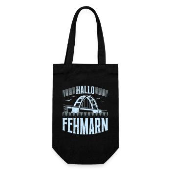 Fehmarn Souvenier HALLO FEHMARN Ostsee Lustig - Geschenkbeutel für Flaschen - Schwarz - Vorne