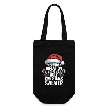 Inflation trifft Ugly Christmas Sweater - Geschenkbeutel für Flaschen - Schwarz - Vorne