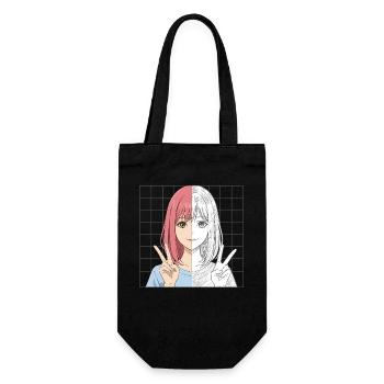 Anime Sketching Half Color Half Line Art - Geschenkbeutel für Flaschen - Schwarz - Vorne