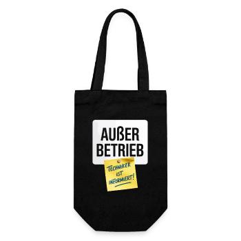 Außer Betrieb Techniker Informiert Faultier Büro - Geschenkbeutel für Flaschen - Schwarz - Vorne
