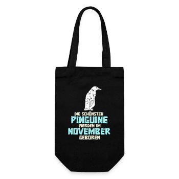 November Birthday Penguin Saying Funny - Gift Bag for Bottles - black - Front
