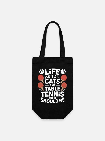 Tischtennis Spruch Katze Witz Tischtennis Geschenk - Geschenkbeutel für Flaschen - Schwarz