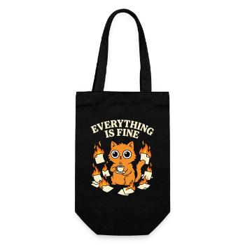 Everything Is Fine Coffee Cat Chaos Funny - Gift Bag for Bottles - black - Front