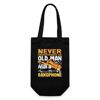 Old Man Grandfather Saxophone Saxophonist - Gift Bag for Bottles - black - Front