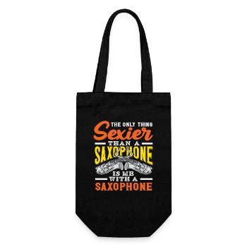Erwachsene Humor Saxophon Saxophonist Spieler - Geschenkbeutel für Flaschen - Schwarz - Vorne
