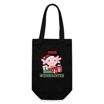 Frohe Weihnachten Axolotl Heiligabend Axolotls - Geschenkbeutel für Flaschen - Schwarz - Vorne