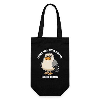 Früher war vieles leichter - Möwe Spruch - Geschenkbeutel für Flaschen - Schwarz - Vorne