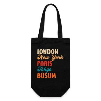 Wattenmeer LONDON NEW YORK PARIS BÜSUM Lustig - Geschenkbeutel für Flaschen - Schwarz - Vorne