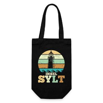 Nordsee INSEL SYLT Wattenmeer Lustiges - Geschenkbeutel für Flaschen - Schwarz - Vorne