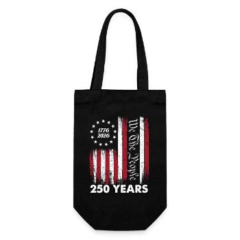 Wir, das Volk, 250 Jahre 1776 bis 2026 USA Pride - Geschenkbeutel für Flaschen - Schwarz - Vorne