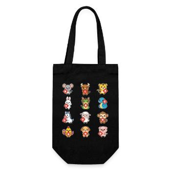 Kawaii Chinese New Year Chinese Zodiac Animal Sign - Gift Bag for Bottles - black - Front