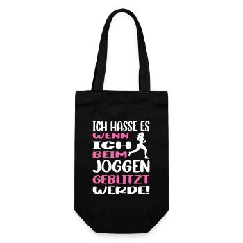 Joggen Geschenk Jogger Laufsport Sport Fitness - Geschenkbeutel für Flaschen - Schwarz - Vorne