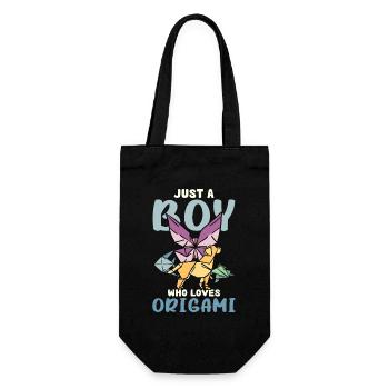 Only a boy loves origami - Gift Bag for Bottles - black - Front