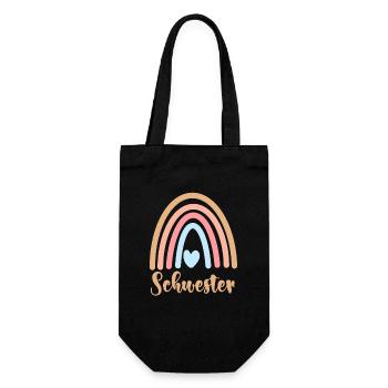 Schwester - Geschenkbeutel für Flaschen - Schwarz - Vorne