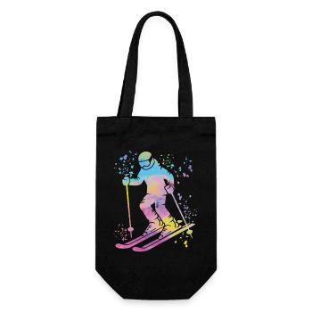 Alpin Ski Wintersport Nordischer Skilauf - Geschenkbeutel für Flaschen - Schwarz - Vorne