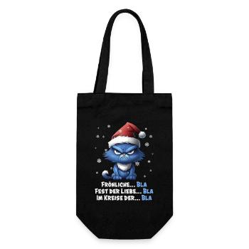 I Hate Christmas - Grumpy Blue Cat - Gift Bag for Bottles - black - Front