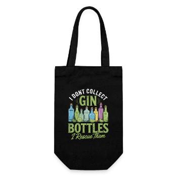Gin I Don't Collect Gin Bottles I Rescue Them - Gift Bag for Bottles - black - Front
